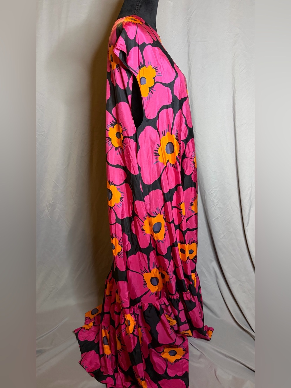 Free People Pink Floral Maxi Dress with Orange Accents - Picture 5 of 8